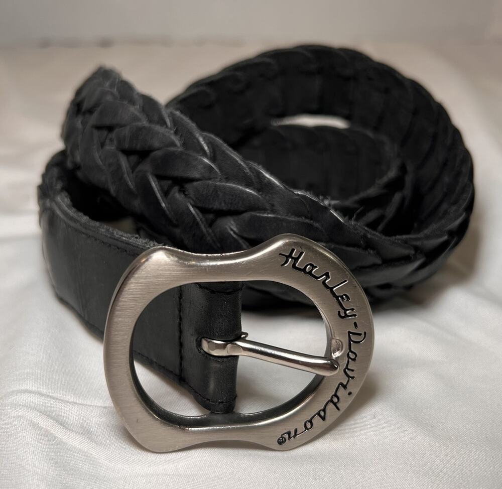 Harley Davidson Belt Size S 28/30 Black Braided Leather Classic Biker Cowhide